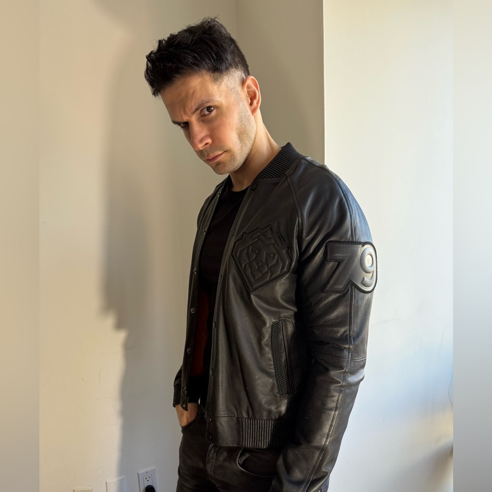 Magnus Alpha Leather Jacket, Brown, Size Small